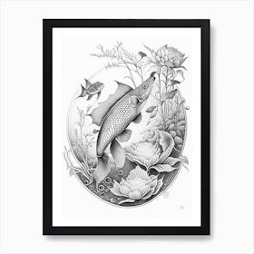 Shusui Koi Fish Haeckel Style Illustastration Art Print