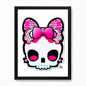 Skull With Pop Art Influences Pink Kawaii Art Print