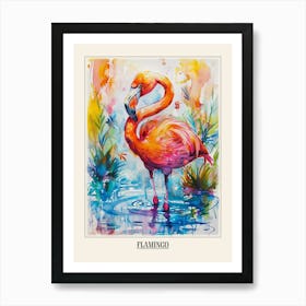 Flamingo Colourful Watercolour 1 Poster Art Print