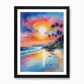 Sunset At The Beach 298 Art Print