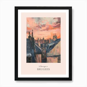 Mornings In Brugees Rooftops Morning Skyline 3 Art Print