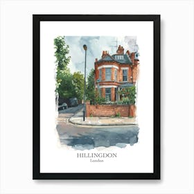 Hillingdon London Borough   Street Watercolour 4 Poster Art Print