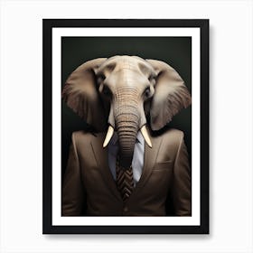 African Elephant Wearing A Suit 4 Art Print