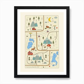 Forest Mountain Map Art Print