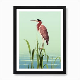 Minimalist Green Heron 2 Illustration Art Print