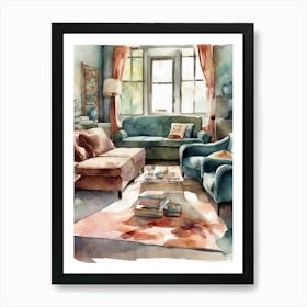 Watercolor Of A Living Room Art Print