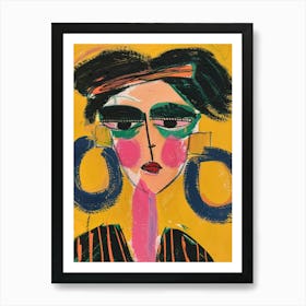 Woman With Hoop Earrings Affiche