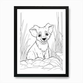 Line Art Jungle Animal Hyena 3 Art Print