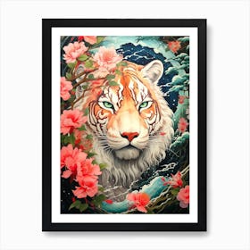 Tiger In Bloom Art Print