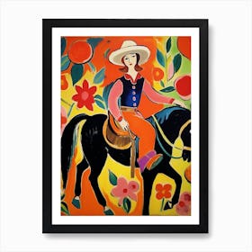 Matisse Inspired Cowgirl On Horse  Art Print
