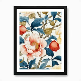 Peony Flower Pattern 5 Art Print