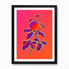 Neon Agatha Rose in Bloom Botanical in Hot Pink and Electric Blue n.0343 Art Print