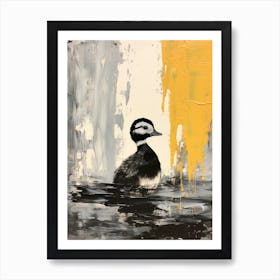 Textured Painting Of A Duckling Black & White Collage Style 5 Art Print