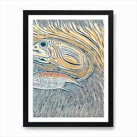 Rainbow Shark II Linocut Art Print