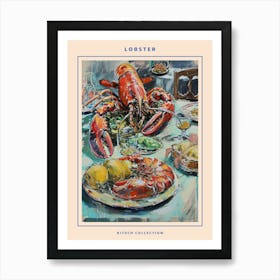 Kitsch Lobster Banquet Painting 4 Poster Art Print