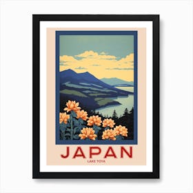Lake Toya, Visit Japan Vintage Travel Art 4 Art Print