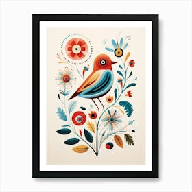 Scandinavian Bird Illustration Sparrow 1 Art Print