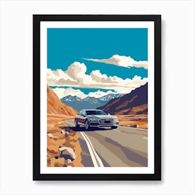 A Audi A4 In The Andean Crossing Patagonia Illustration 3 Art Print