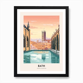 Vintage Winter Travel Poster Bath United Kingdom 3 Art Print