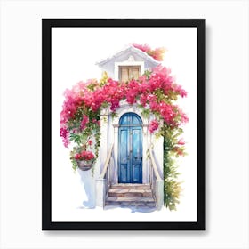 Santorini, Greece   Mediterranean Doors Watercolour Painting 6 Art Print