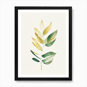 Curry Leaf Minimalist Watercolour 1 Art Print