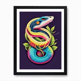 Trans Pecos Rat Snake Tattoo Style Art Print