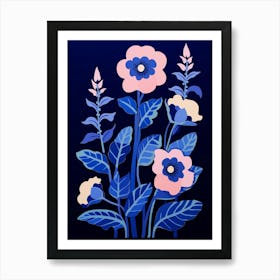 Blue Flower Illustration Foxglove 2 Art Print