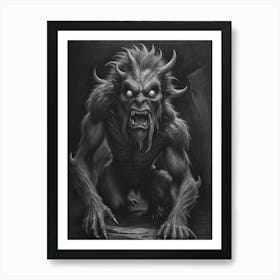 Demon Monster Sketch Art Print