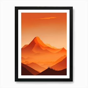 Misty Mountains Vertical Composition In Orange Tone 141 Art Print
