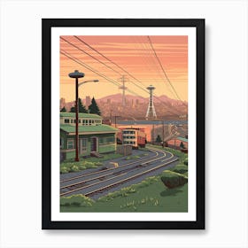 Seattle United States Travel Illustration 1 Art Print