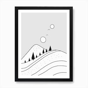 Mountains Minimalistic Line Art 3 Art Print