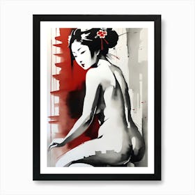 Traditional Japanese Art Style Nude Geisha Girl 2 Art Print