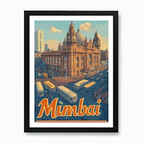 Aihrgdesign A Retro Travel Poster For Mumbai 2 Art Print