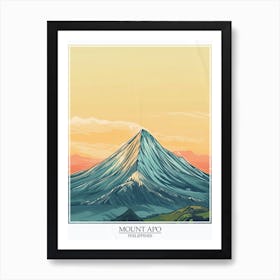 Mount Apo Philippines Color Line Drawing 2 Poster Art Print