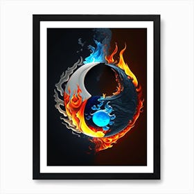 Fire And Water 3 Yin and Yang Illustration Art Print