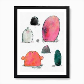 Collection Of Colourful Cute Stones Art Print