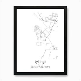 Jyllinge,Denmark Minimalist Map Art Print