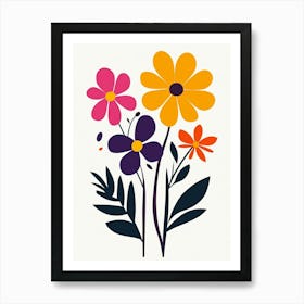 Flowers On A White Background 11 Art Print