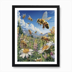 Africanized Honey Bee Storybook Illustration 17 Art Print