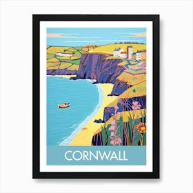 Cornwall Cliffs England Travel Print Painting Cute Art Print