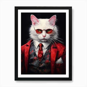 Gangster Cat Turkish Van Art Print