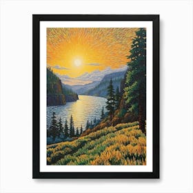 Columbia River Washington Retro Pop Art 13 Art Print
