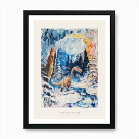 T Rex In Ice Cave Painting Poster Art Print