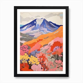 Mount Etna Italy Colourful Mountain Illustration Art Print