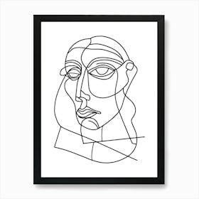 Line Drawing Of A Woman'S Face Abstract Line Art Art Print