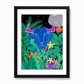 Blue Bull Art Print