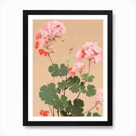 Geraniums Flower Big Bold Illustration 3 Art Print