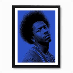 Allen Iverson American Basketball Player in Line Illustration Art Print