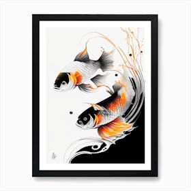 Kikokuryu Koi Fish Minimal Line Drawing Art Print