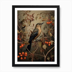 Dark And Moody Botanical Hummingbird 1 Art Print